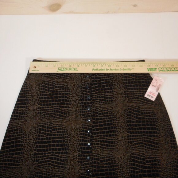 NWT DressBarn Women's plus size 1X Maxi Skirt Black with Brown Reptile Print - Picture 5 of 10
